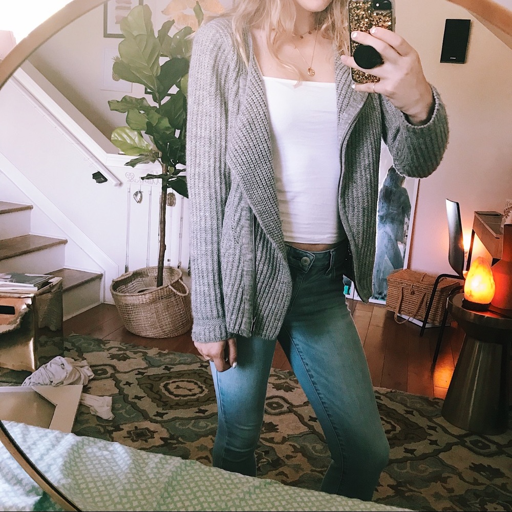 f21 gray cardigan